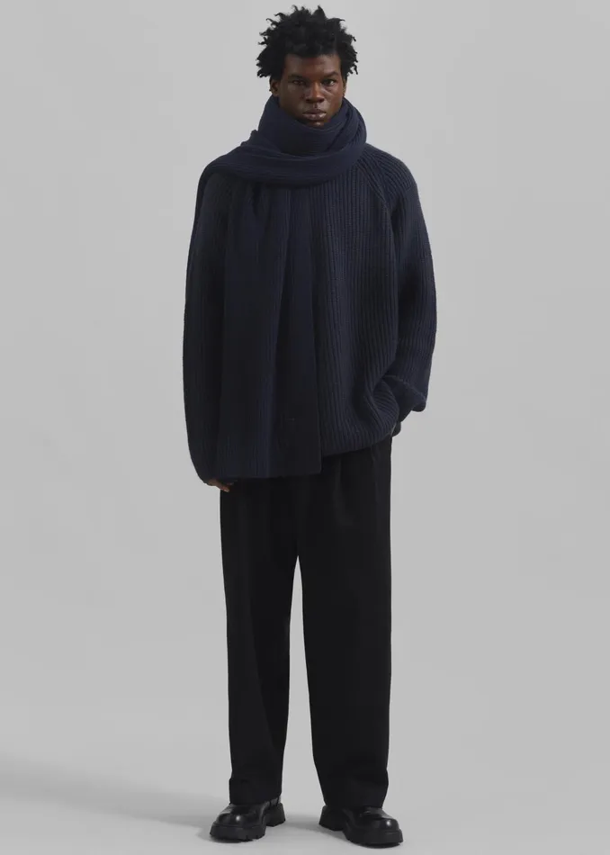 The Frankie Shop Colton Wool Scarf 8211 Navy 8211 Men