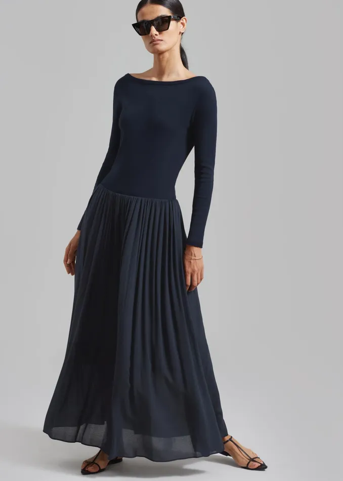 The Frankie Shop Dresses Odette Gathered Skirt Maxi Dress 8211 Navy 8211 Women The Frankie Shop Dresses Odette Gathered Skirt Maxi Dress 8211 Navy 8211 Women