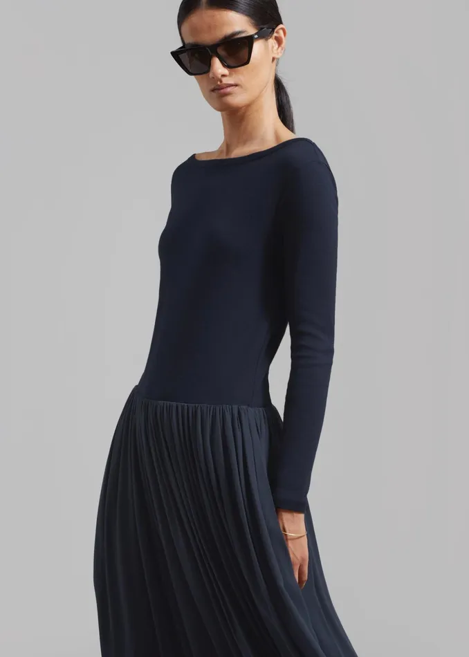 The Frankie Shop Dresses Odette Gathered Skirt Maxi Dress 8211 Navy 8211 Women
