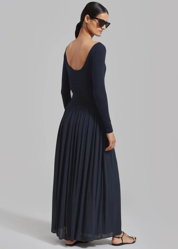 The Frankie Shop Dresses Odette Gathered Skirt Maxi Dress 8211 Navy 8211 Women