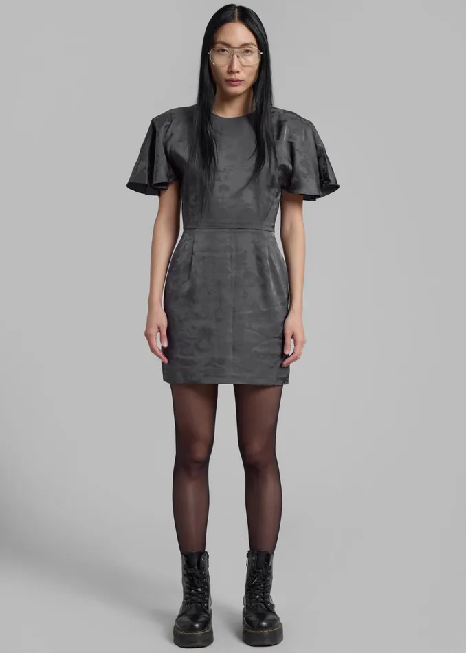 The Frankie Shop Dresses Rotate Short Sleeve Mini Dress 8211 Gray Print 8211 Women