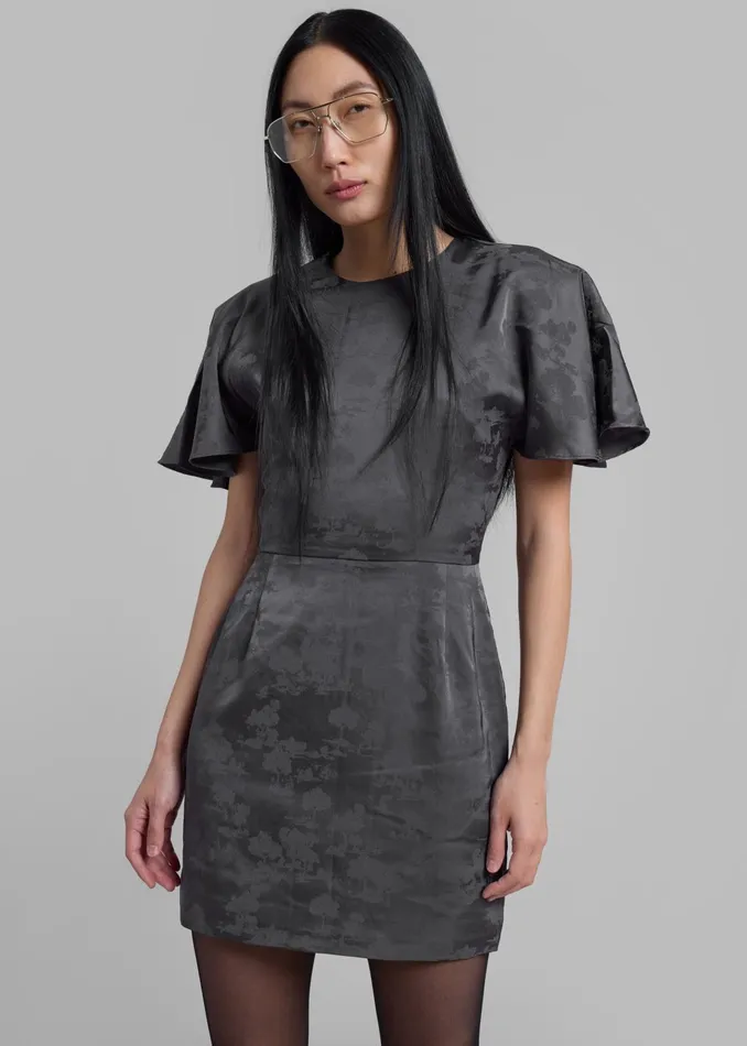 The Frankie Shop Dresses Rotate Short Sleeve Mini Dress 8211 Gray Print 8211 Women