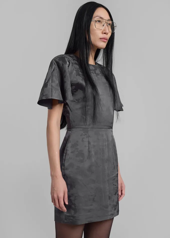 The Frankie Shop Dresses Rotate Short Sleeve Mini Dress 8211 Gray Print 8211 Women