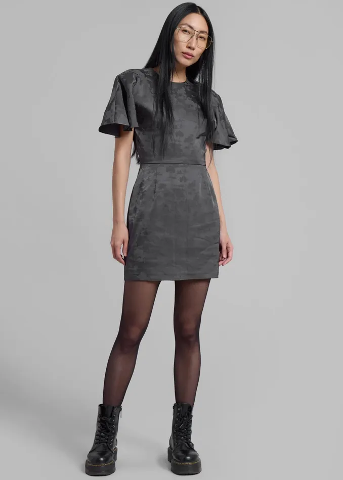 The Frankie Shop Dresses Rotate Short Sleeve Mini Dress 8211 Gray Print 8211 Women