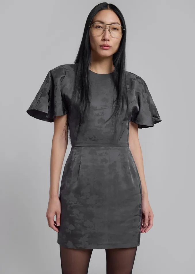 The Frankie Shop Dresses Rotate Short Sleeve Mini Dress 8211 Gray Print 8211 Women