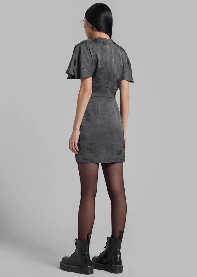 The Frankie Shop Dresses Rotate Short Sleeve Mini Dress 8211 Gray Print 8211 Women