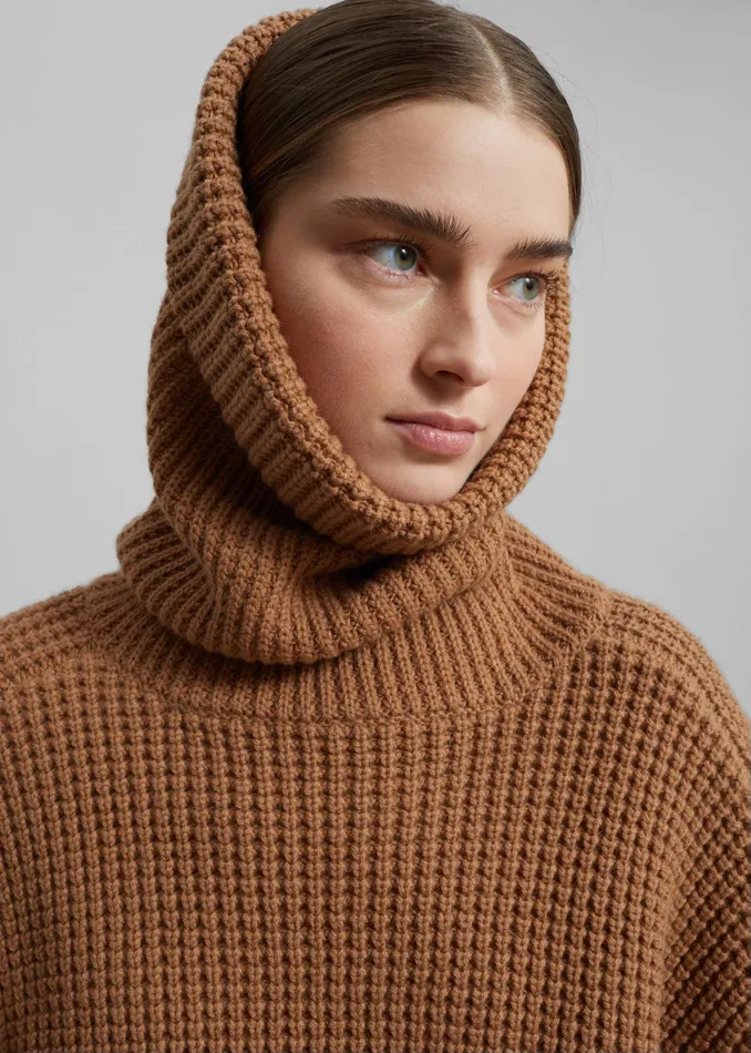 The Frankie Shop Knitwear Bex Wool Hooded Turtleneck 8211 Camel 8211 Women