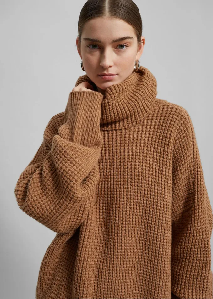 The Frankie Shop Knitwear Bex Wool Hooded Turtleneck 8211 Camel 8211 Women