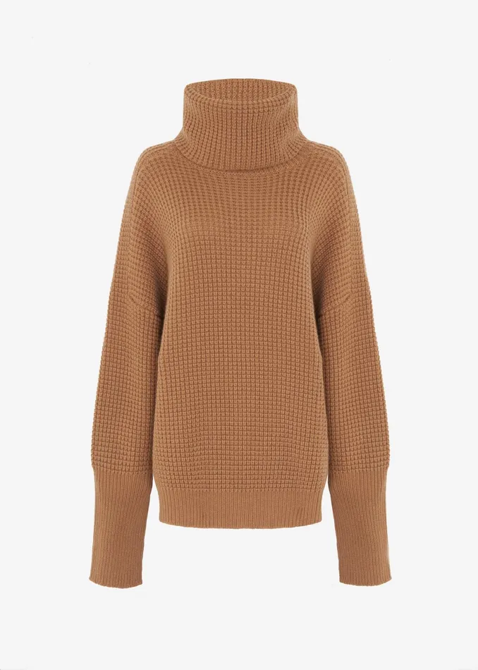 The Frankie Shop Knitwear Bex Wool Hooded Turtleneck 8211 Camel 8211 Women