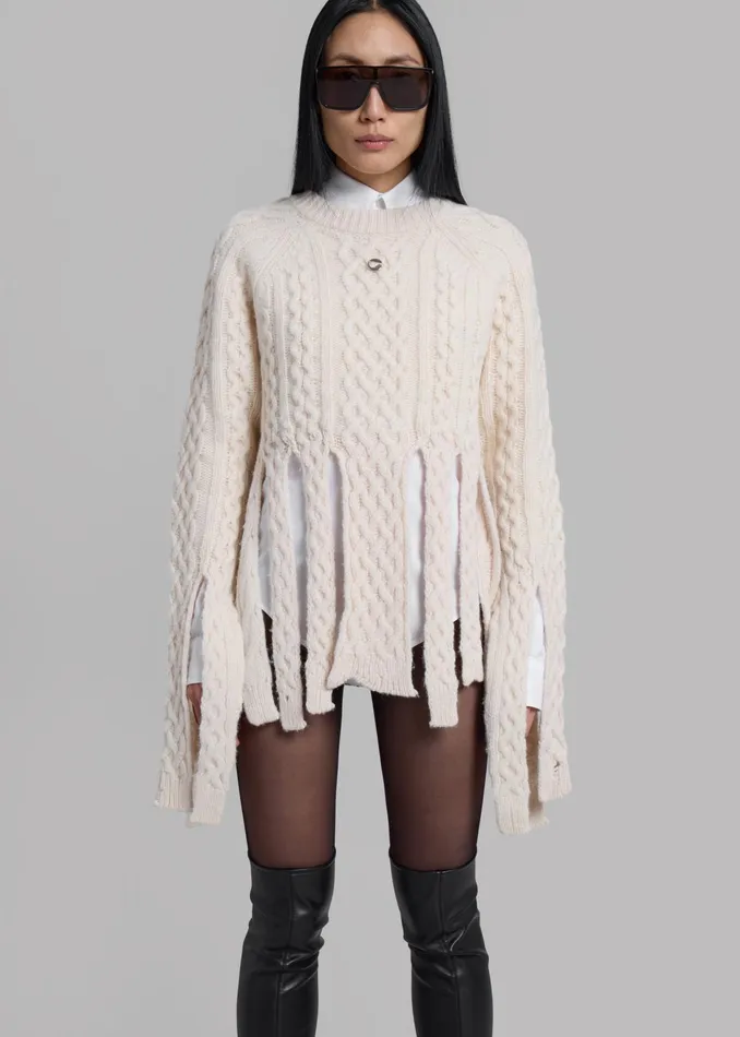 The Frankie Shop Knitwear Coperni Shredded Knit Sweater 8211 Beige 8211 Women The Frankie Shop Knitwear Coperni Shredded Knit Sweater 8211 Beige 8211 Women