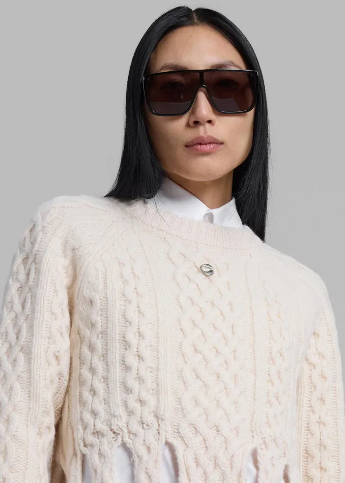 The Frankie Shop Knitwear Coperni Shredded Knit Sweater 8211 Beige 8211 Women