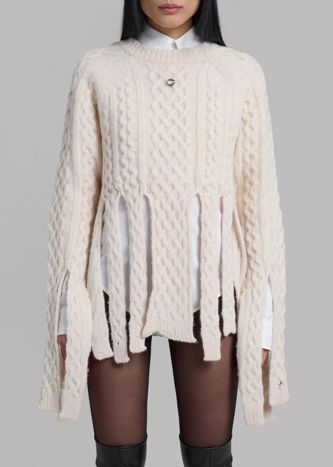 The Frankie Shop Knitwear Coperni Shredded Knit Sweater 8211 Beige 8211 Women