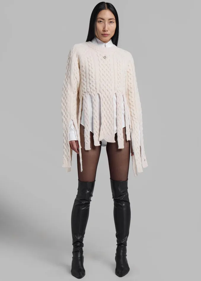 The Frankie Shop Knitwear Coperni Shredded Knit Sweater 8211 Beige 8211 Women