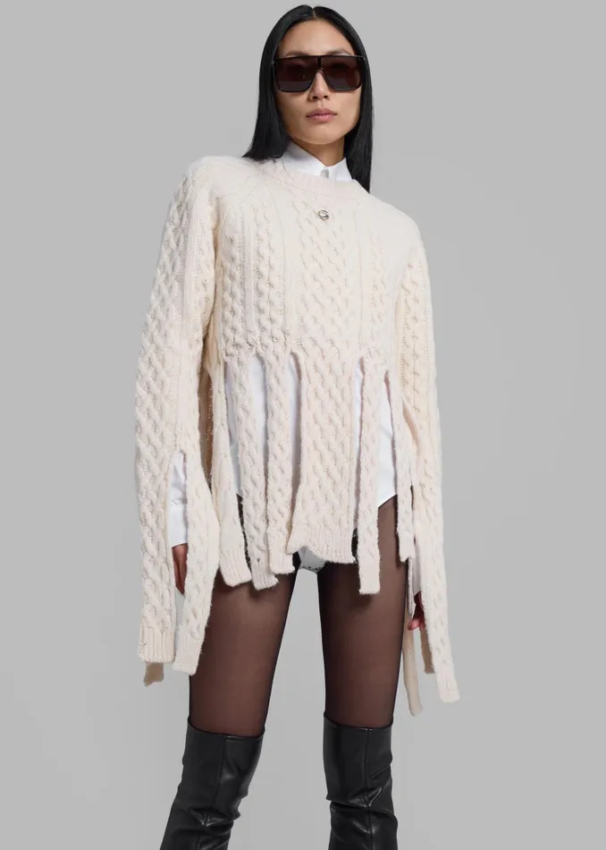 The Frankie Shop Knitwear Coperni Shredded Knit Sweater 8211 Beige 8211 Women