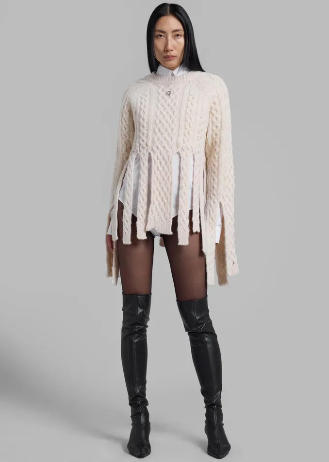 The Frankie Shop Knitwear Coperni Shredded Knit Sweater 8211 Beige 8211 Women