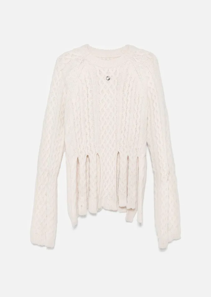 The Frankie Shop Knitwear Coperni Shredded Knit Sweater 8211 Beige 8211 Women
