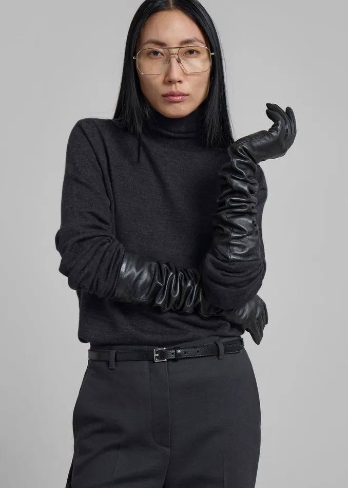 The Frankie Shop Knitwear Eve Thin Turtleneck Sweater 8211 Dark Grey Melange 8211 Women The Frankie Shop Knitwear Eve Thin Turtleneck Sweater 8211 Dark Grey Melange 8211 Women