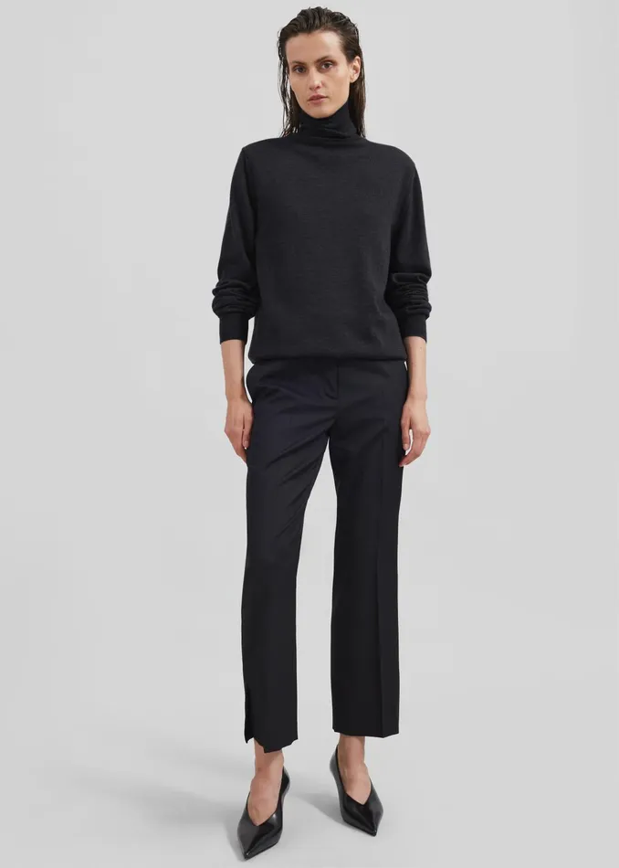 The Frankie Shop Knitwear Eve Thin Turtleneck Sweater 8211 Dark Grey Melange 8211 Women