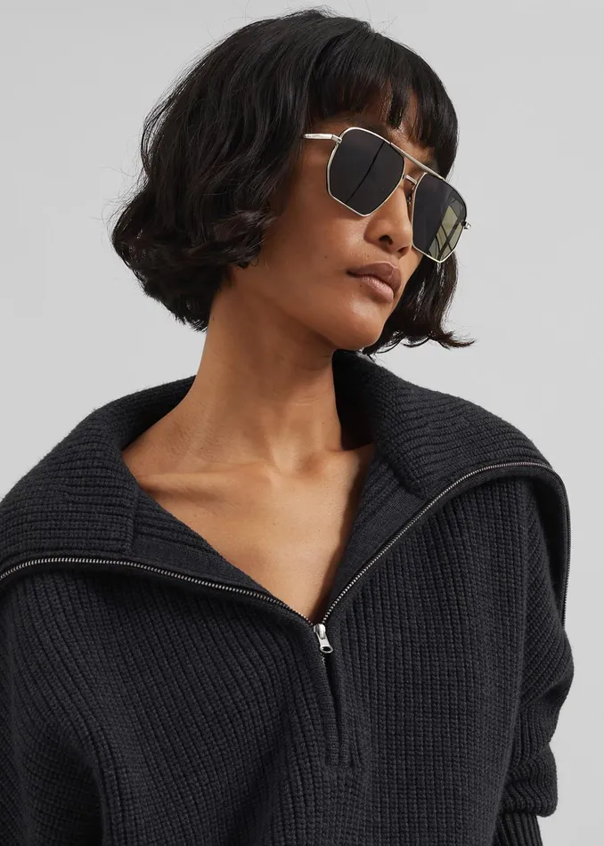 The Frankie Shop Knitwear Hazel Oversized Wool Jumper 8211 Dark Grey 8211 Women