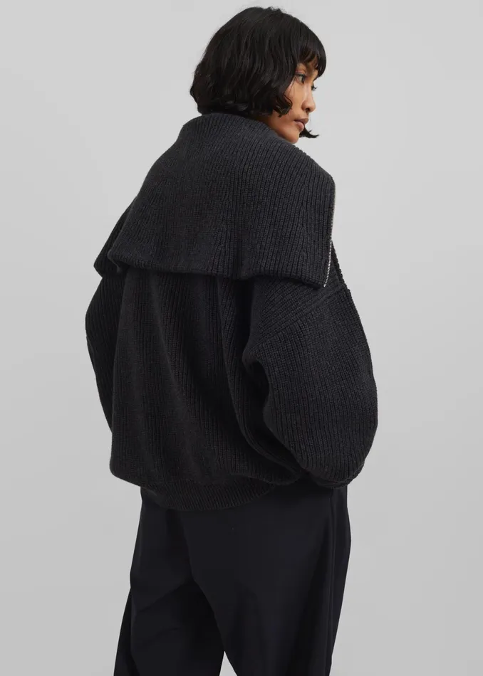 The Frankie Shop Knitwear Hazel Oversized Wool Jumper 8211 Dark Grey 8211 Women