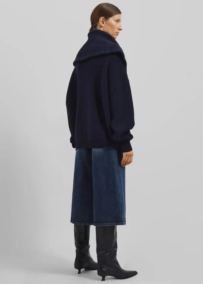 The Frankie Shop Knitwear Hazel Oversized Wool Jumper 8211 Dark Navy 8211 Women