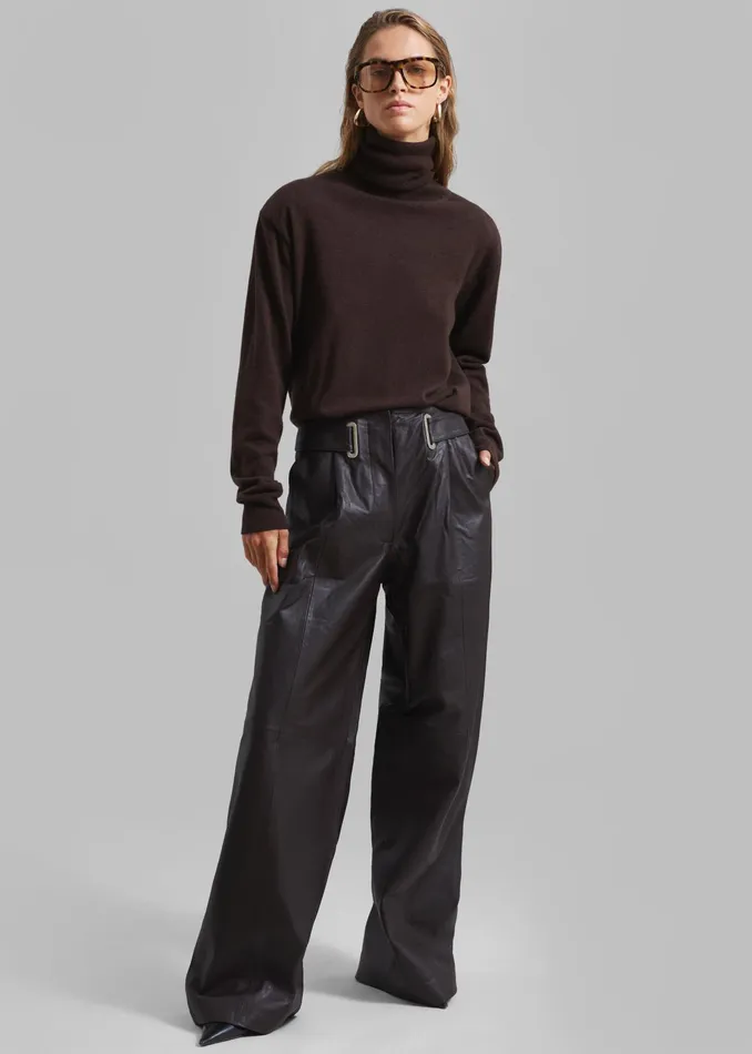 The Frankie Shop Knitwear Ines Thin Padded Turtleneck 8211 Brown 8211 Women