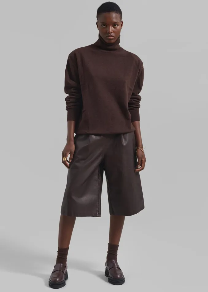 The Frankie Shop Knitwear Ines Thin Padded Turtleneck 8211 Brown 8211 Women