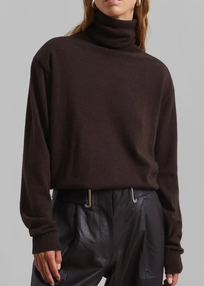 The Frankie Shop Knitwear Ines Thin Padded Turtleneck 8211 Brown 8211 Women