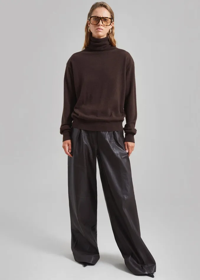The Frankie Shop Knitwear Ines Thin Padded Turtleneck 8211 Brown 8211 Women