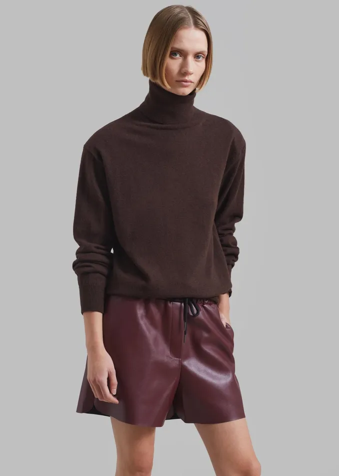 The Frankie Shop Knitwear Ines Thin Padded Turtleneck 8211 Brown 8211 Women
