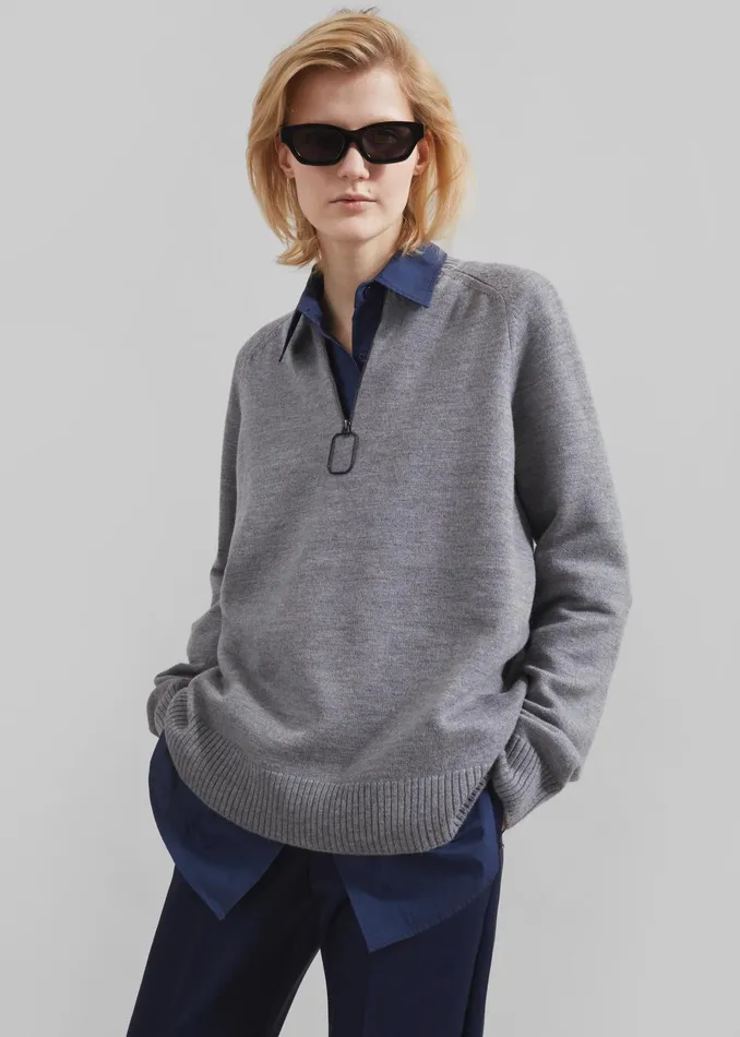 The Frankie Shop Knitwear Jw Anderson Wire Puller Jumper 8211 Dark Grey 8211 Women