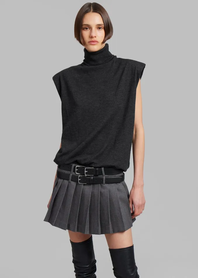 The Frankie Shop Knitwear Nadia Thin Padded Sleeveless Turtleneck 8211 Charcoal 8211 Women The Frankie Shop Knitwear Nadia Thin Padded Sleeveless Turtleneck 8211 Charcoal 8211 Women