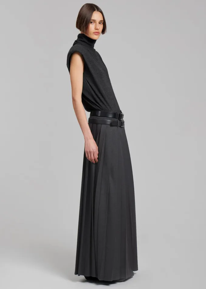 The Frankie Shop Knitwear Nadia Thin Padded Sleeveless Turtleneck 8211 Charcoal 8211 Women