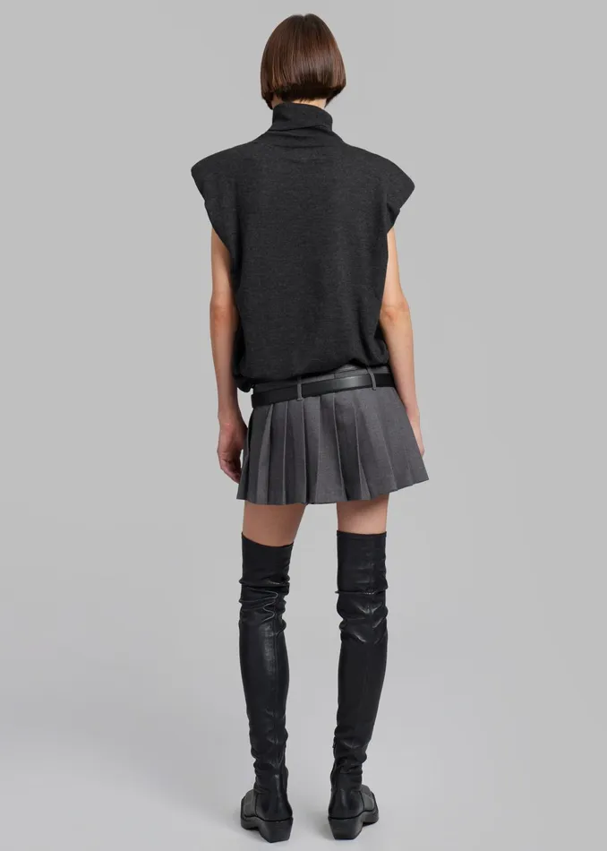 The Frankie Shop Knitwear Nadia Thin Padded Sleeveless Turtleneck 8211 Charcoal 8211 Women