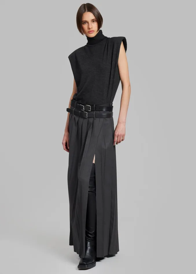 The Frankie Shop Knitwear Nadia Thin Padded Sleeveless Turtleneck 8211 Charcoal 8211 Women