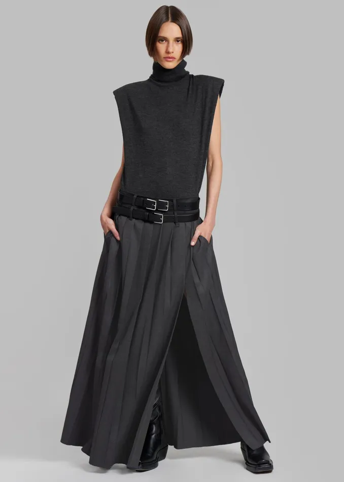 The Frankie Shop Knitwear Nadia Thin Padded Sleeveless Turtleneck 8211 Charcoal 8211 Women