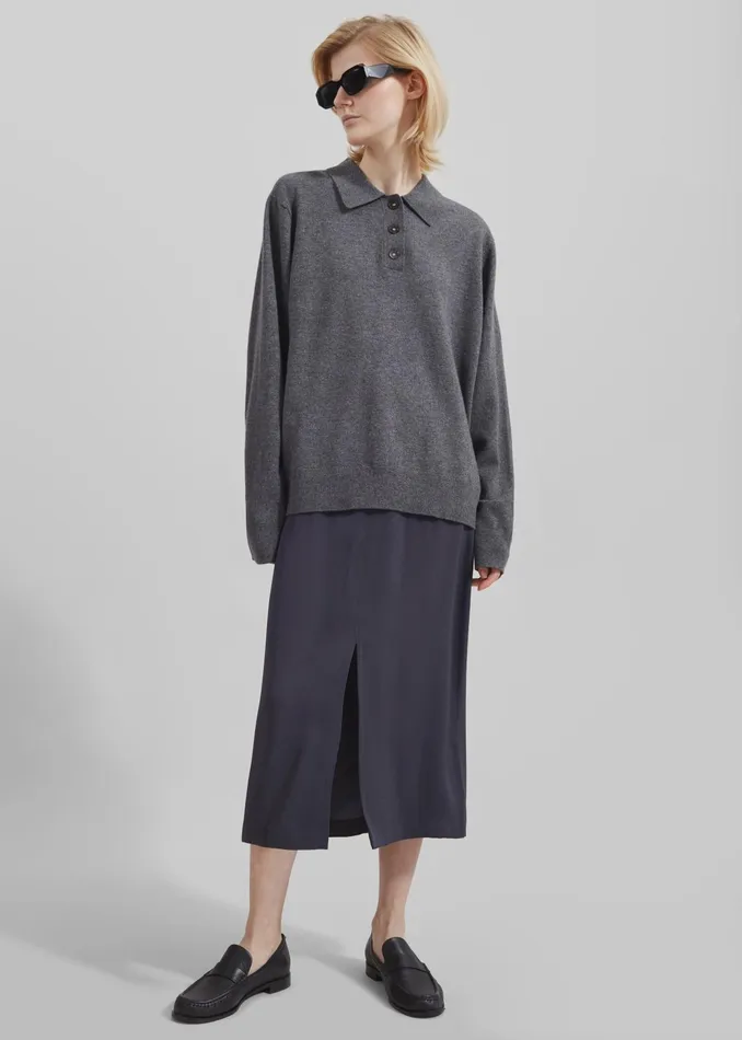 The Frankie Shop Knitwear The Garment Como Polo 8211 Grey Melange 8211 Women