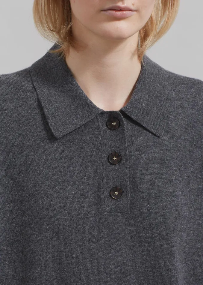 The Frankie Shop Knitwear The Garment Como Polo 8211 Grey Melange 8211 Women