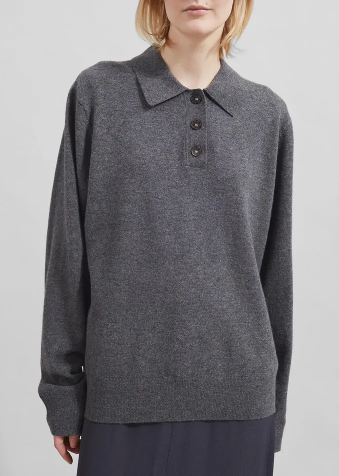 The Frankie Shop Knitwear The Garment Como Polo 8211 Grey Melange 8211 Women