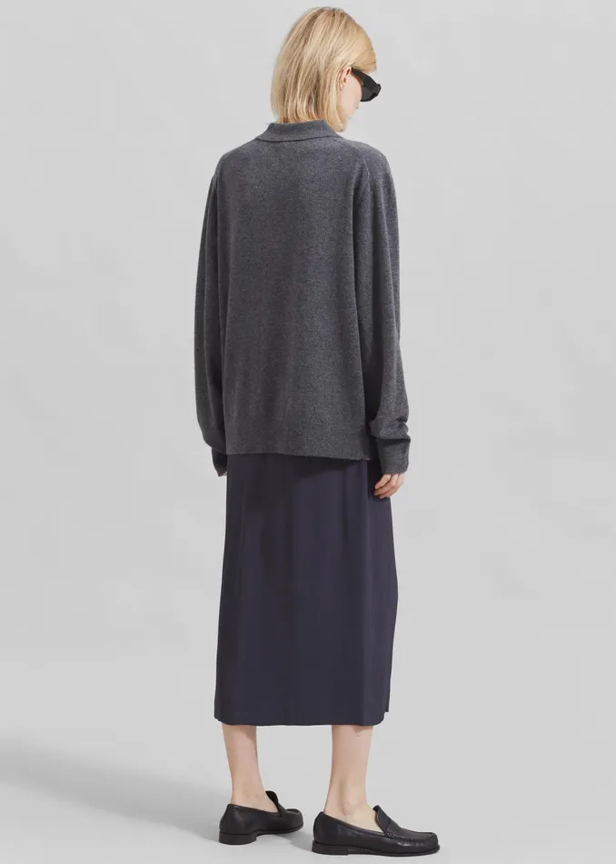The Frankie Shop Knitwear The Garment Como Polo 8211 Grey Melange 8211 Women