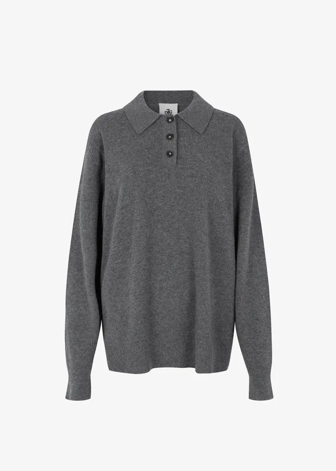 The Frankie Shop Knitwear The Garment Como Polo 8211 Grey Melange 8211 Women