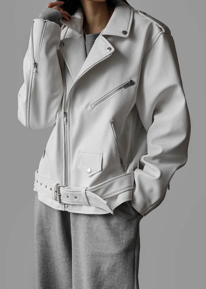 The Frankie Shop Outerwear Aria Faux Leather Jacket 8211 White 8211 Women