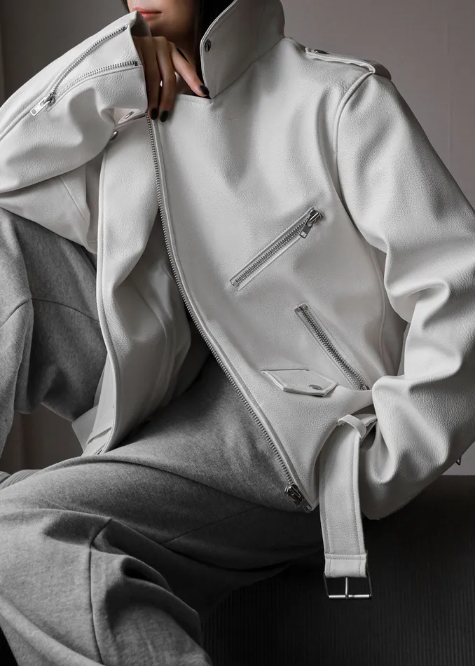 The Frankie Shop Outerwear Aria Faux Leather Jacket 8211 White 8211 Women