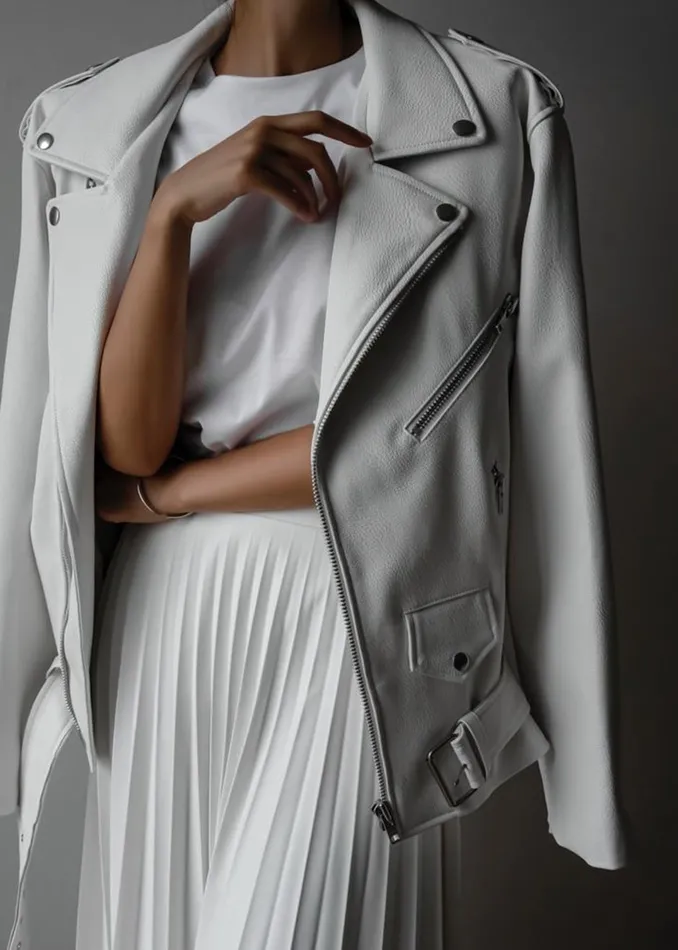 The Frankie Shop Outerwear Aria Faux Leather Jacket 8211 White 8211 Women