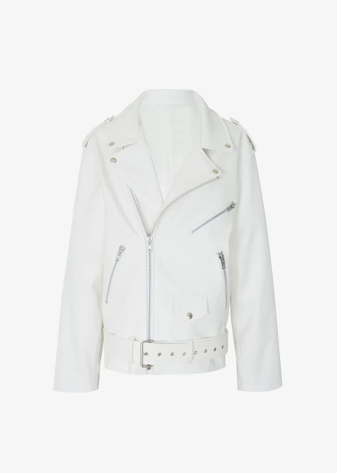 The Frankie Shop Outerwear Aria Faux Leather Jacket 8211 White 8211 Women