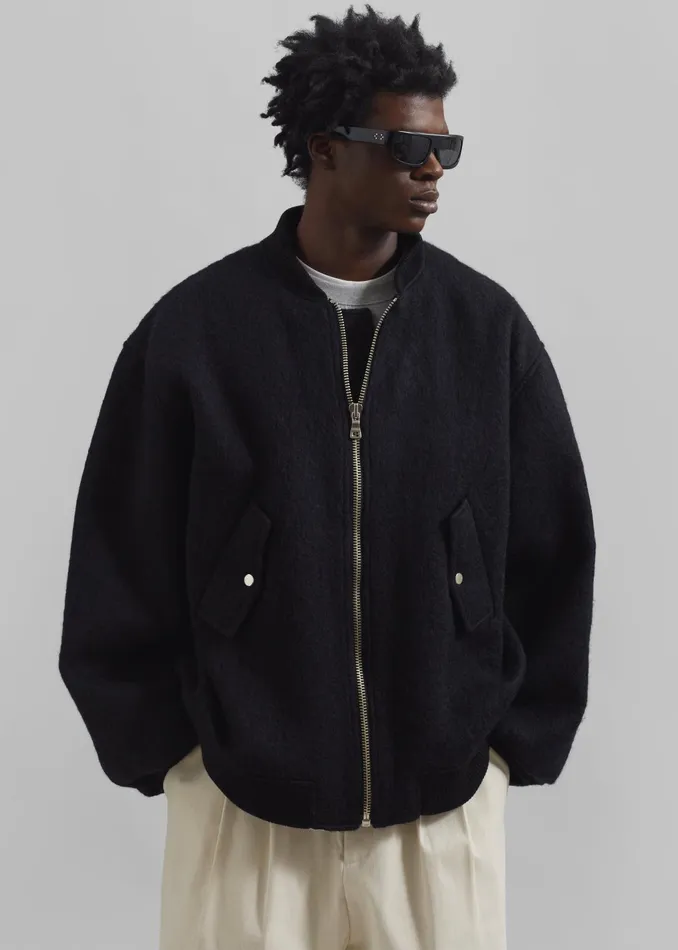 The Frankie Shop Outerwear Astra Wool Bomber Jacket 8211 Black 8211 Men