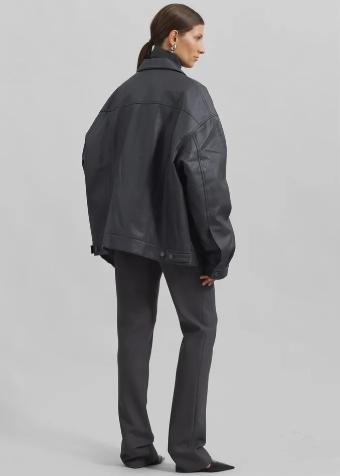 The Frankie Shop Outerwear Conan Faux Leather Jacket 8211 Dark Grey 8211 WomenMen