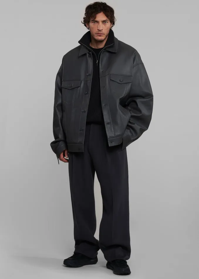 The Frankie Shop Outerwear Conan Faux Leather Jacket 8211 Dark Grey 8211 WomenMen