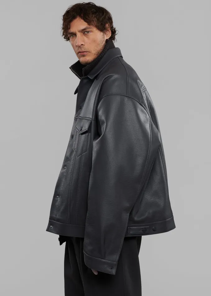 The Frankie Shop Outerwear Conan Faux Leather Jacket 8211 Dark Grey 8211 WomenMen