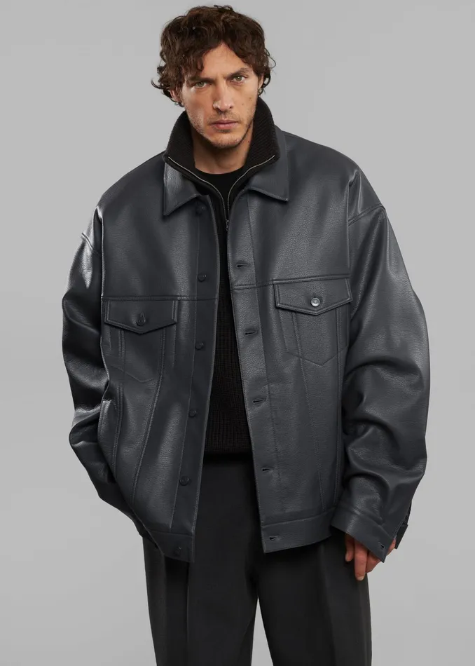 The Frankie Shop Outerwear Conan Faux Leather Jacket 8211 Dark Grey 8211 WomenMen